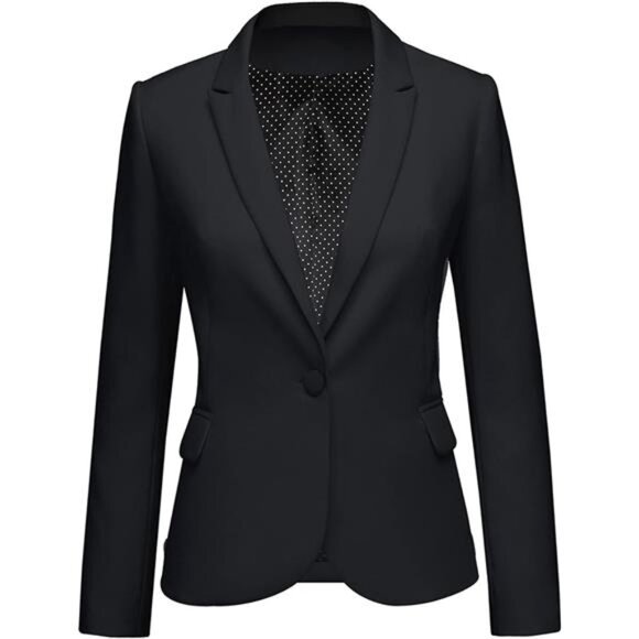 Womens Notched Lapel Pockets Button Work Office Blazer Jacket Suit - Picture 1 of 7